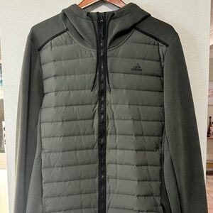 NEW MENS ADIDAS SIZZE LARGE Green Varilite Hybrid Slim Water Repellent Hoodie Ja